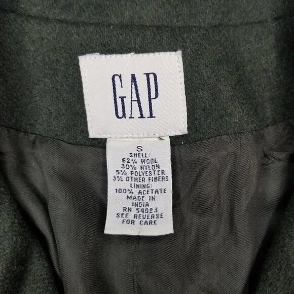 Vintage Gap button up peacoat forest green size S wool blend field coat utility - Picture 7 of 9